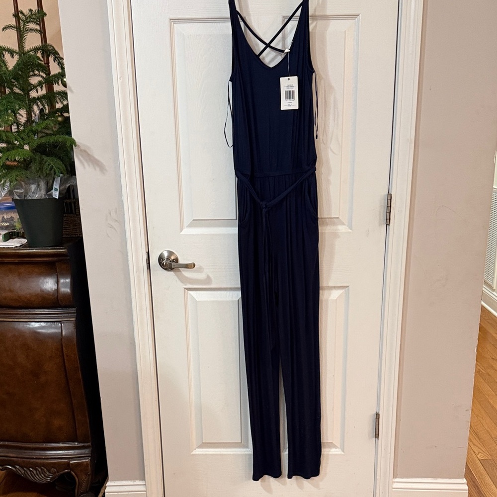 Pink Rose Navy Jumpsuit